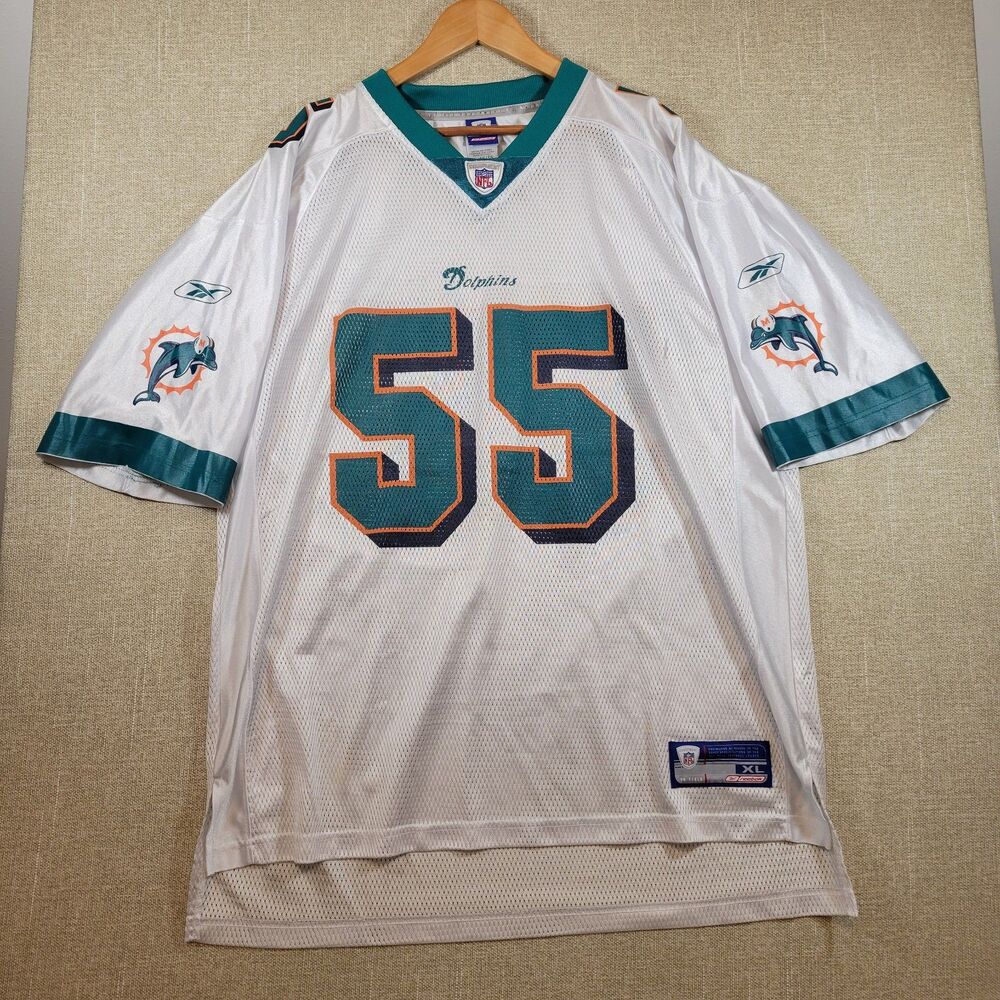 🏈🐬 Miami Dolphins Reebok NFL Football Jersey White #55 Men's XL Blank Back